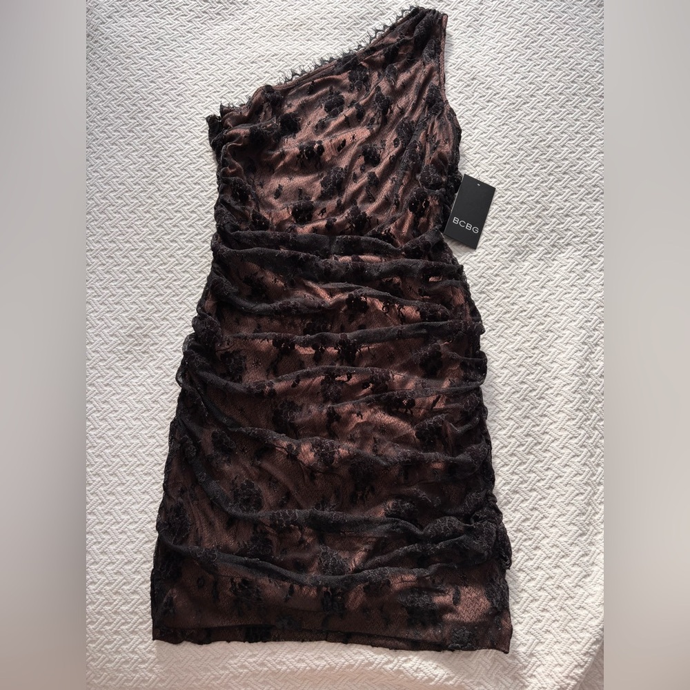BCBG Women's Floral Lace Chemise - Black and Brown